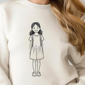 Young girl illustration in vector format for digital design.