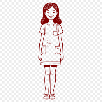A young female figure in a digital illustration style, suitable for vector-based applications.