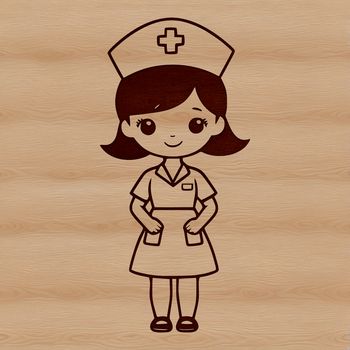 Female nurse in a clinical setting, illustrated as vector art.