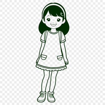 A young girl character designed as vector art.