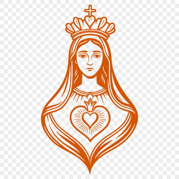 A stylized illustration of the Immaculate Heart, a symbol often used in religious art and design.
