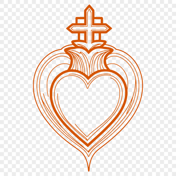 A stylized illustration of the Sacred Heart, a symbol of devotion in Christian faith.