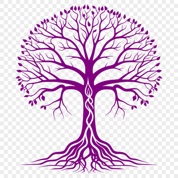 An illustration of a tree with branches and roots.