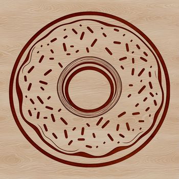 A vector illustration of a donut, suitable for printing or digital use as a template.