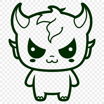 A vector art design featuring a stylized depiction of Satan.