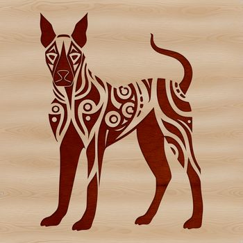 A detailed illustration of a standing Doberman Pinscher, suitable for clipping or cutting.