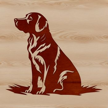 A golden-haired dog sitting on a surface, suitable as a vector design for various applications.