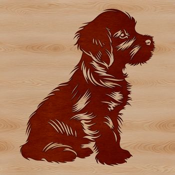 A small, fluffy Havanese dog sitting on its haunches, suitable for vector art designs.