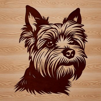 Portrait illustration of a small dog breed, specifically a Yorkshire Terrier.