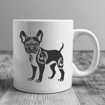 A close-up illustration of a standing Boston Terrier dog breed in detailed ornate style.
