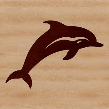 A digital illustration of a dolphin in the ocean, featuring its distinctive dorsal fin and sleek body.