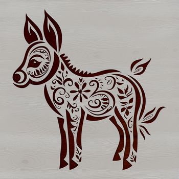 A simple standing donkey with ornate details illustrated in vector format.