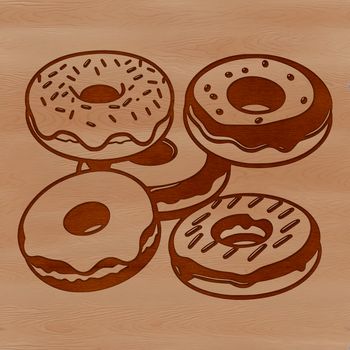 Vector design of a classic donut dessert with colorful toppings.