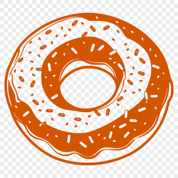 A stylized illustration of a donut with a glossy finish, suitable for food-related designs and decorations.