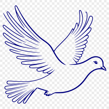 A stylized illustration of a white dove in flight, suitable for use in various designs and applications.