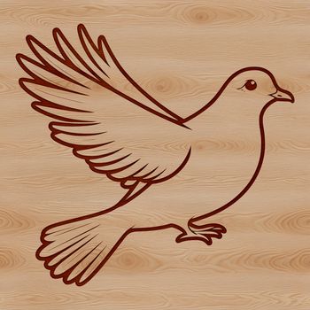 An SVG graphic featuring a dove in simple lines and shapes.