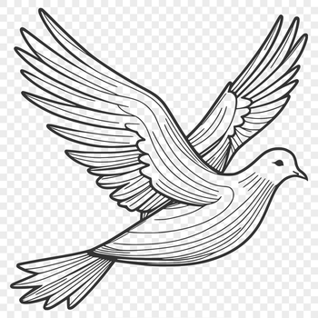 A white dove perched on a branch, designed as vector art.