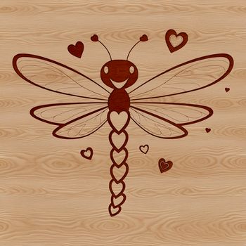 A colorful dragonfly with love hearts depicted in a vector style, suitable for various design applications.