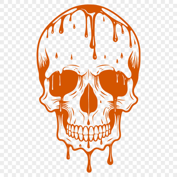 A vector graphic representation of a skull with a haunting, eerie theme suitable for Halloween designs.