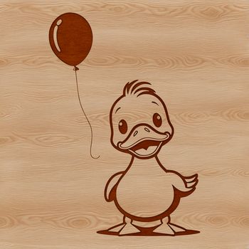 A simple illustration of a duck with a balloon.