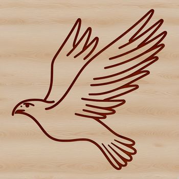 A detailed illustration of a soaring eagle in flight, rendered as a vector graphic.