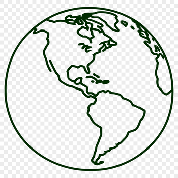 A high-resolution SVG rendering of the Earth globe for graphic design and printing purposes.