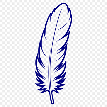 A detailed illustration of a single feather in vector format, suitable for digital editing and printing.