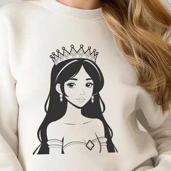 A young female princess in medieval attire, suitable for vector art and digital design projects.