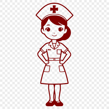 A full-body illustration of a female nurse, representing the nursing profession in a clear and detailed vector design.