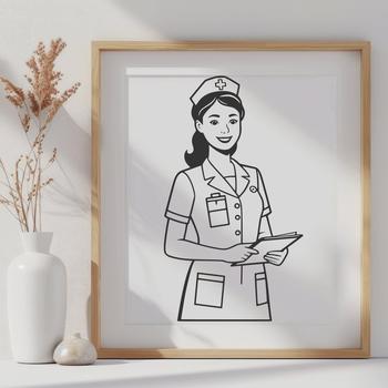 A professional female nurse in uniform, suitable for vector graphics.