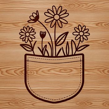 A detailed, high-quality floral design featuring a pocket with wild flower motifs.