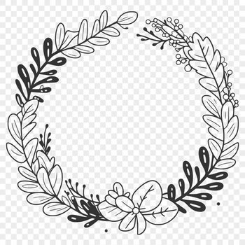 A decorative floral wreath design made from interconnected elements.