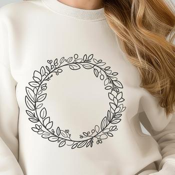 A circular floral wreath design made from interconnected flowers and foliage in vector format.