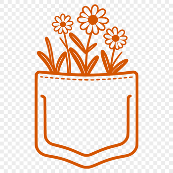 A floral design featuring a stylized flower pattern in a pocket shape.