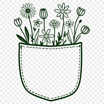 A stylized illustration of a pocket with floral elements, suitable for vector designs and crafts.