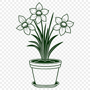 A single daffodil flower standing upright in a small white flower pot.