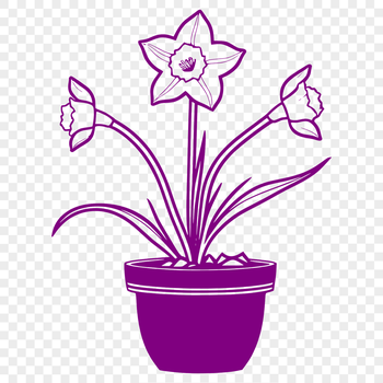 A close-up illustration of a daffodil flower in a pot, suitable for vector design and commercial use.