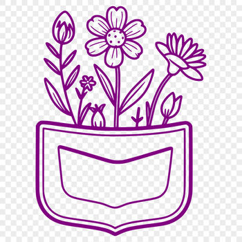 A detailed vector design of a flower pocket with intricate details, ideal for crafting and DIY projects.