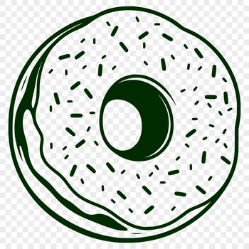 A colorful illustration of a donut with various toppings and decorations, suitable for digital crafting and design.