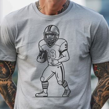 An illustration of a football player wearing a helmet, ready to play the sport of American Football.