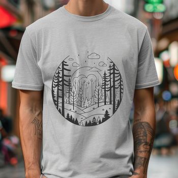 A lush forest with tall trees and dense foliage, suitable for vector art projects.