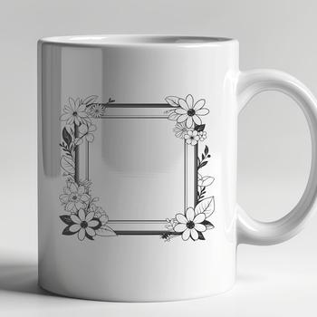 A graphic frame design featuring floral elements suitable for vector art projects.