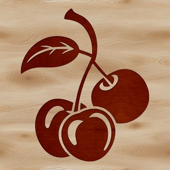 A detailed illustration of a single cherry fruit with a smooth skin and a bright red color.