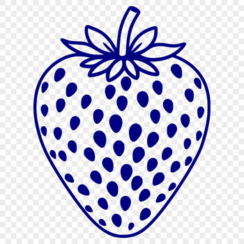 A digital illustration of a ripe strawberry, suitable for use in graphic design projects.