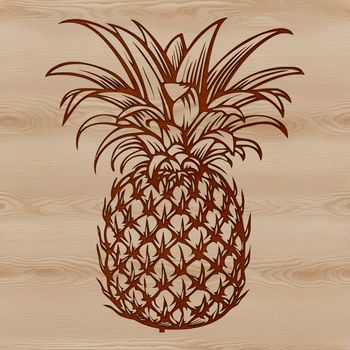 A stylized illustration of a pineapple, commonly associated with tropical vacations and fruit-based cuisine.