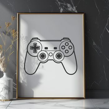 Digital game controller design with buttons and joysticks in vector format