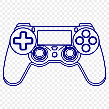 Vector design of a game controller with buttons and sticks.