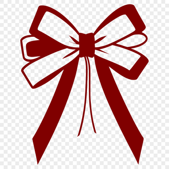 A simple bow symbol made from a curved ribbon, suitable for gift wrapping or party decorations.