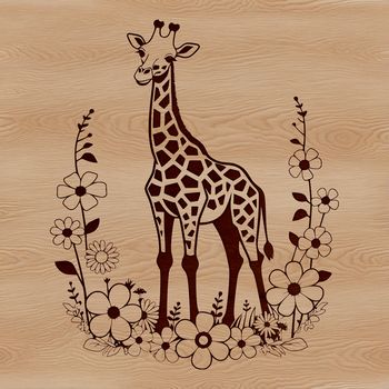 A high-quality vector illustration of a giraffe with floral patterns, suitable for various designs and crafts.