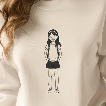 Illustration of a young girl in vector format, suitable for digital design projects.